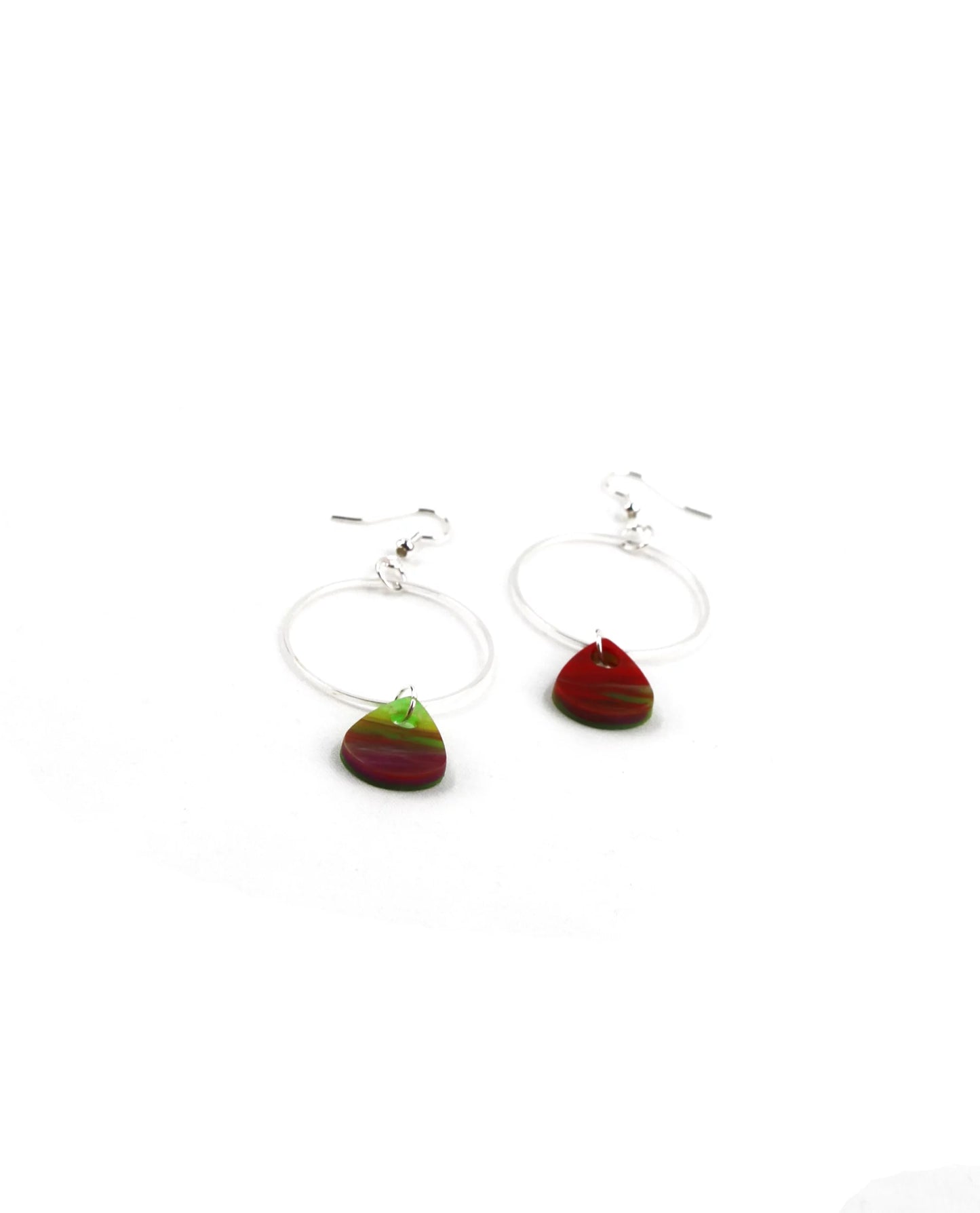 Pendientes gota verde, lila y roja-2