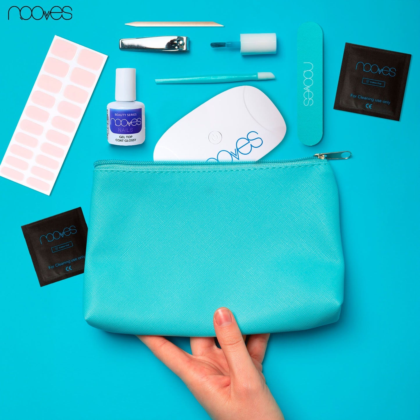 Pack Lámina de uñas de gel Premium precurado Nooves Nails Diseños Rosas + Lámpara uñas UV/LED PORTÁTIL 8w-4