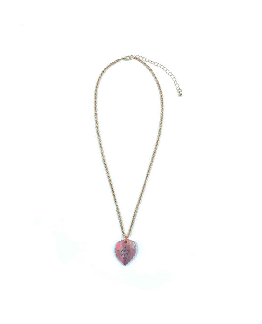 Collar HOJA: un tributo a la naturaleza con un toque rosado encantador-0