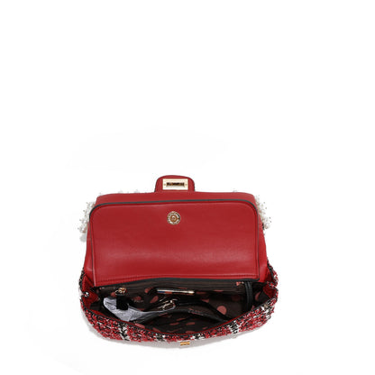 BOLSO CLUTCH ESTILO TWEED CON SOLAPA (VERDE)-2