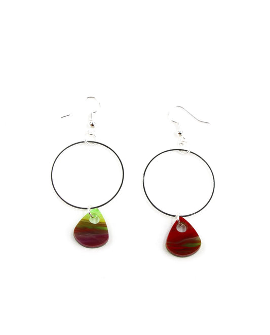 Pendientes gota verde, lila y roja-1