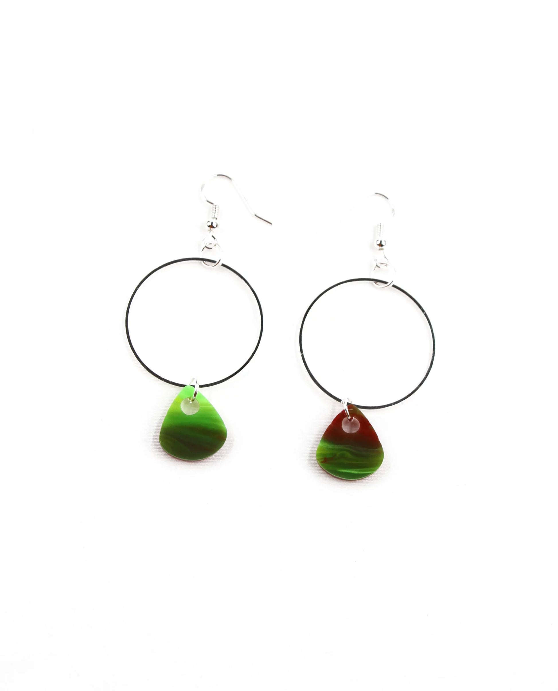 Pendientes gota verde, lila y roja-6
