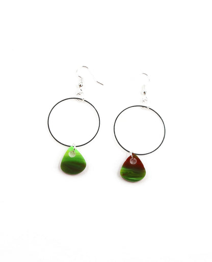 Pendientes gota verde, lila y roja-6