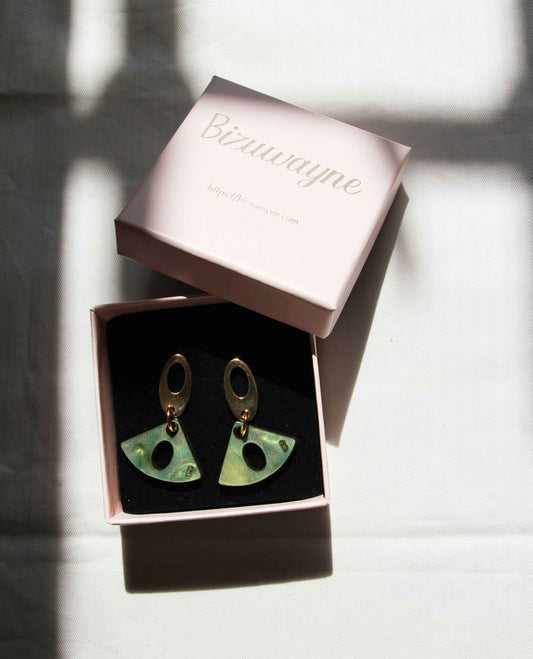 Pendientes abanico con base ovalada-1