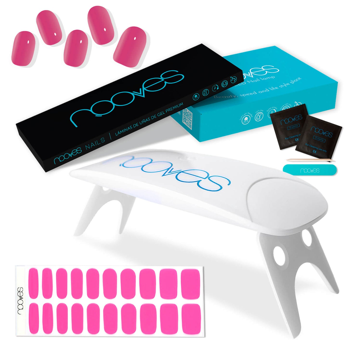 Pack Lámina de uñas de gel Premium precurado Nooves Nails Diseños Rosas + Lámpara uñas UV/LED PORTÁTIL 8w-13