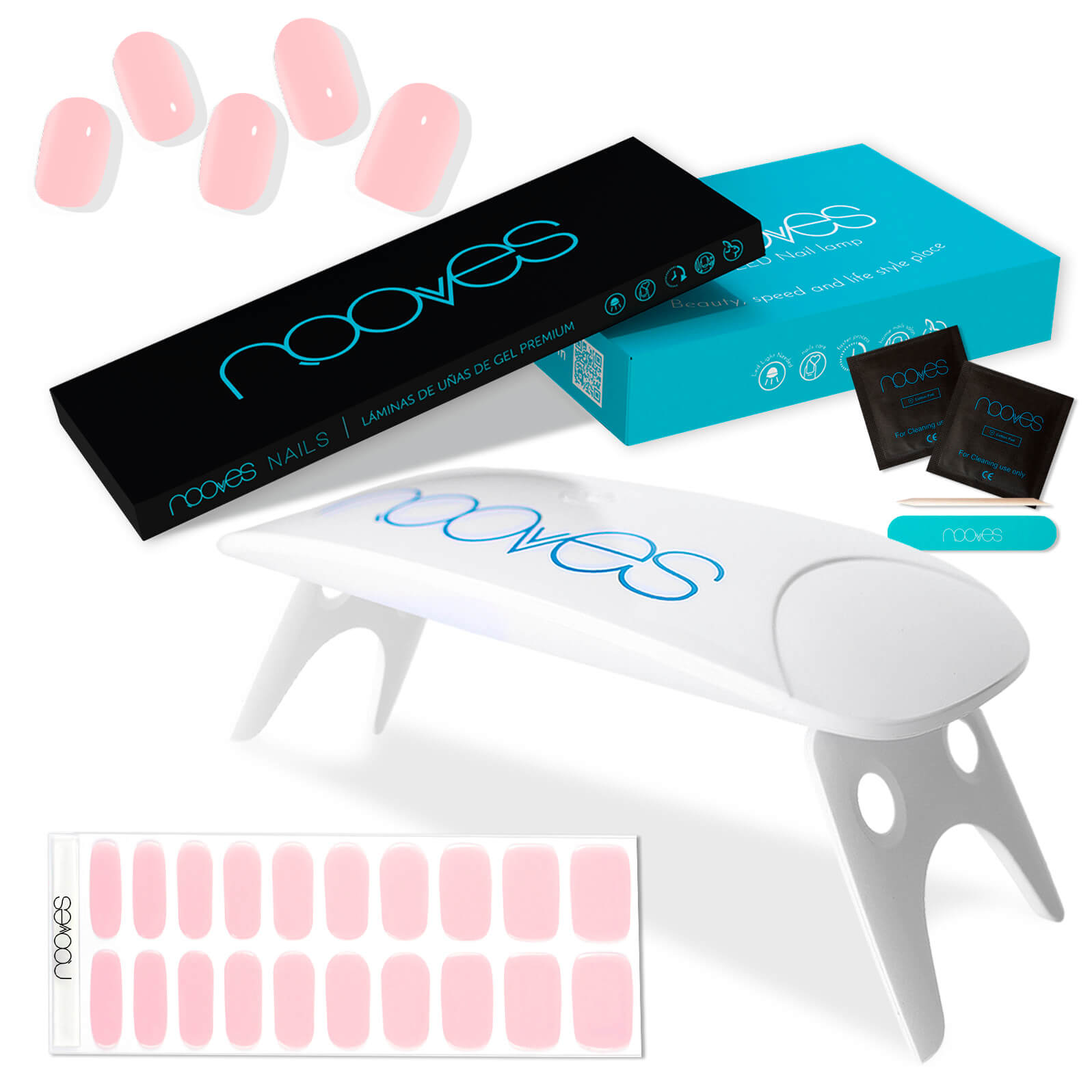 Pack Lámina de uñas de gel Premium precurado Nooves Nails Diseños Rosas + Lámpara uñas UV/LED PORTÁTIL 8w-5
