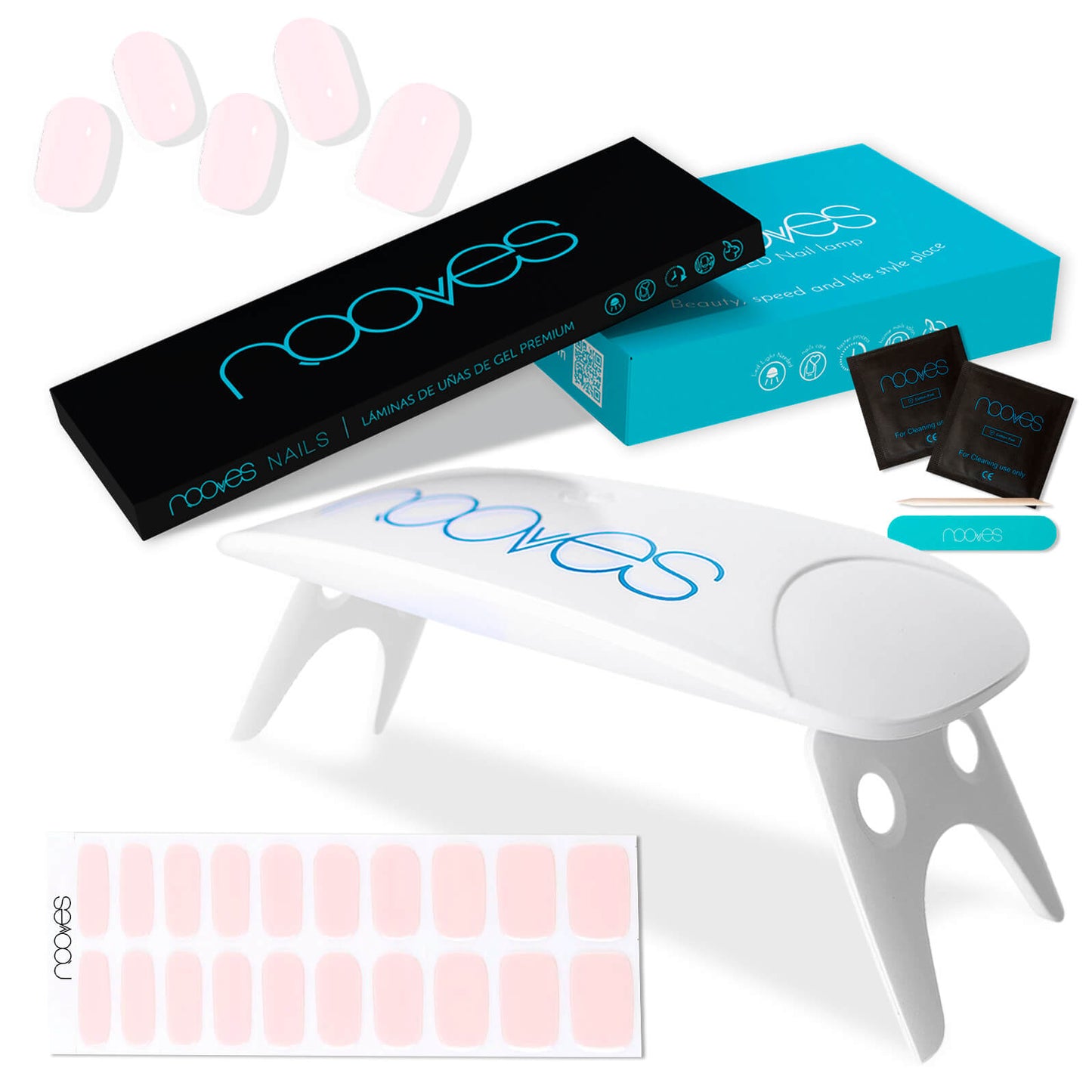 Pack Lámina de uñas de gel Premium precurado Nooves Nails Diseños Rosas + Lámpara uñas UV/LED PORTÁTIL 8w-0