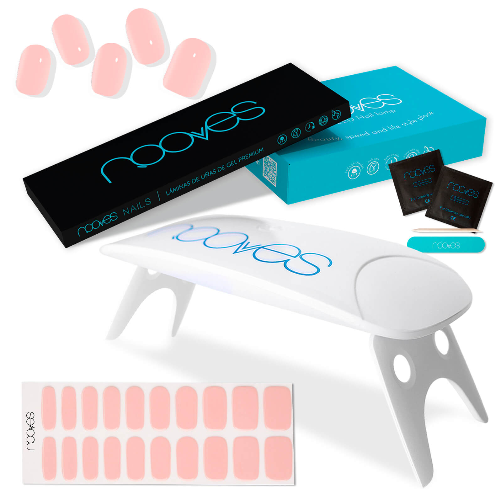 Pack Lámina de uñas de gel Premium precurado Nooves Nails Diseños Rosas + Lámpara uñas UV/LED PORTÁTIL 8w-12