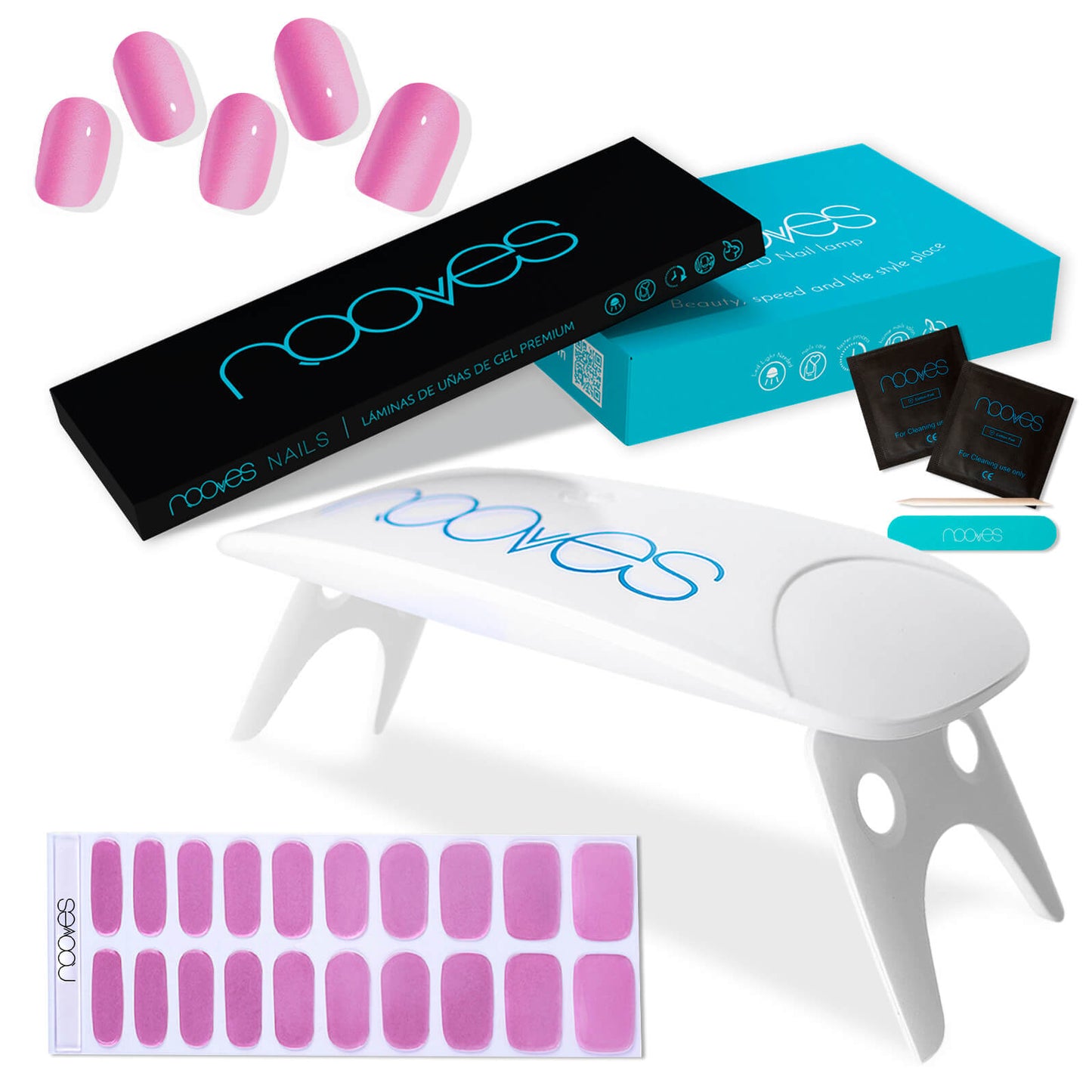 Pack Lámina de uñas de gel Premium precurado Nooves Nails Diseños Rosas + Lámpara uñas UV/LED PORTÁTIL 8w-11